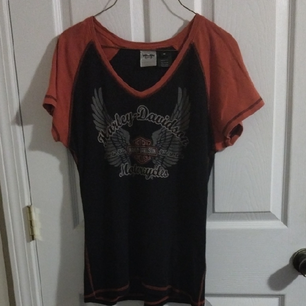 Harley-Davidson Black and Orange Graphic Tee
